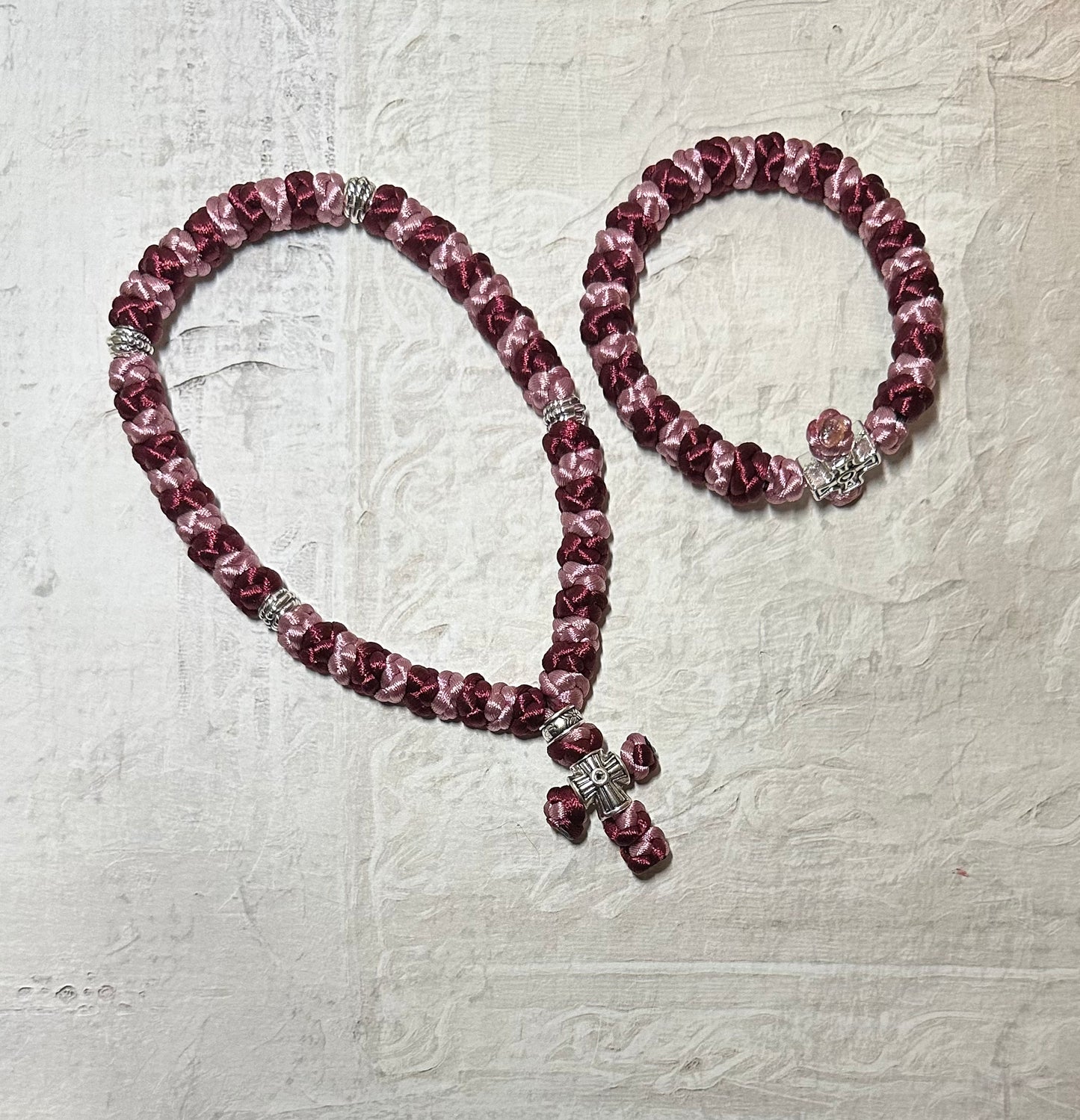 Two-color (alternating) 30/33/50/100-knot Orthodox prayer rope (satin) chotki - MADE TO ORDER