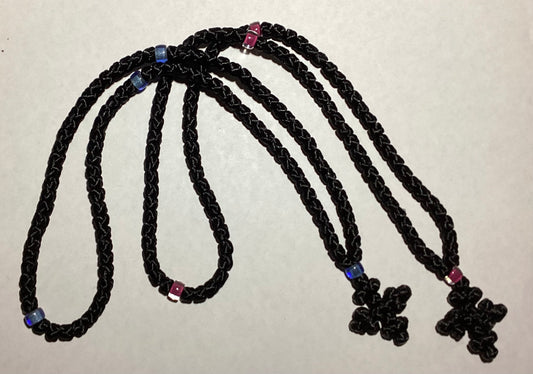 Black 100-knot Orthodox prayer rope (satin) chotki komboskini