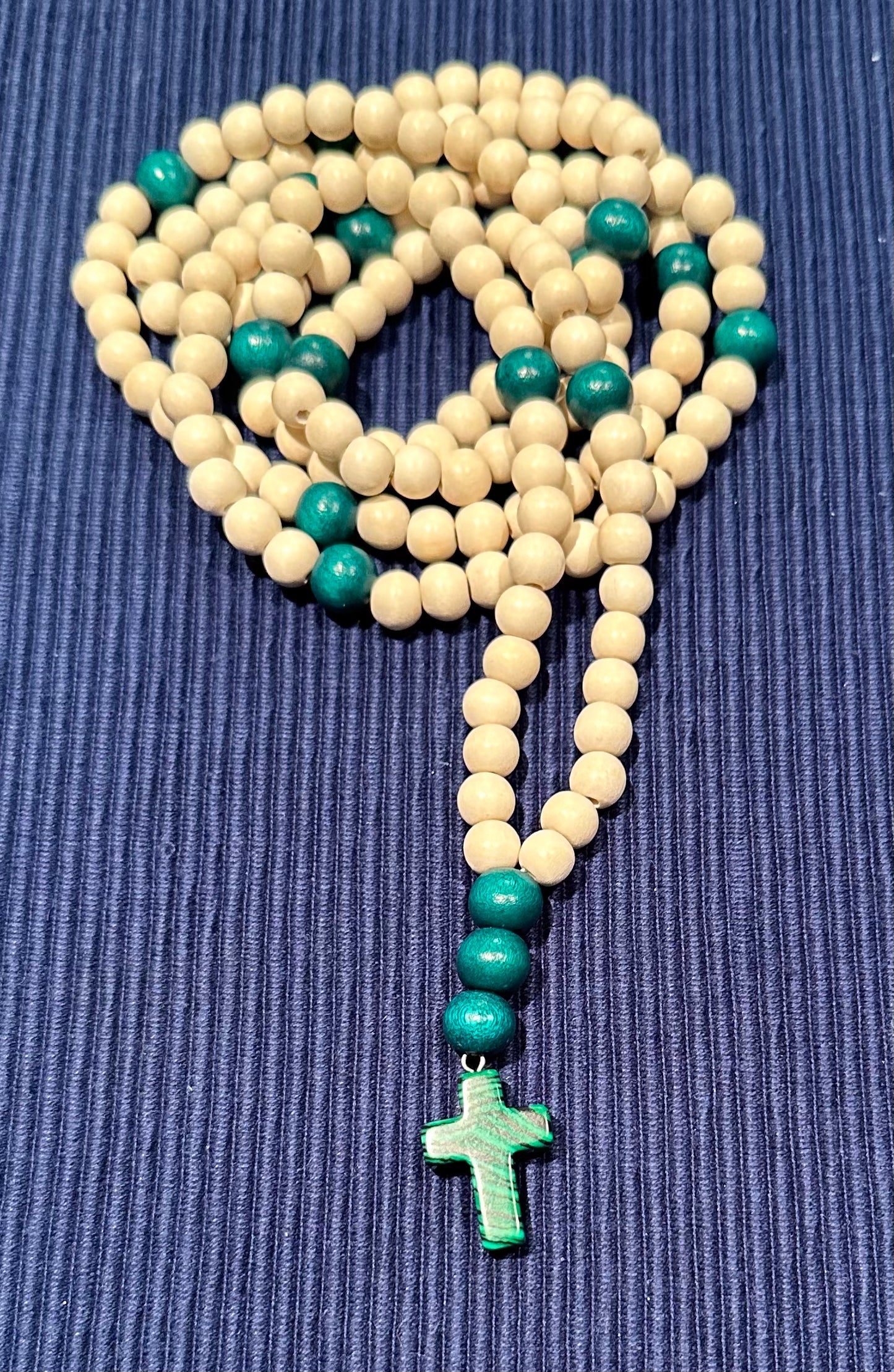 black/green/white 150 wooden bead (medium - 8mm) Orthodox prayer rope chotki komboskini