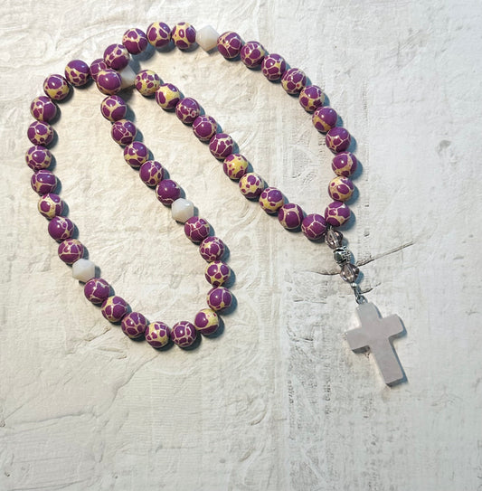 Purple violet jasper 50 stone bead prayer rope chotki