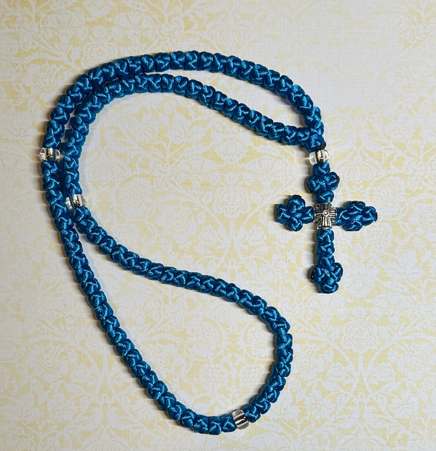 100-knot Orthodox prayer rope (satin) chotki komboskini with budded cross