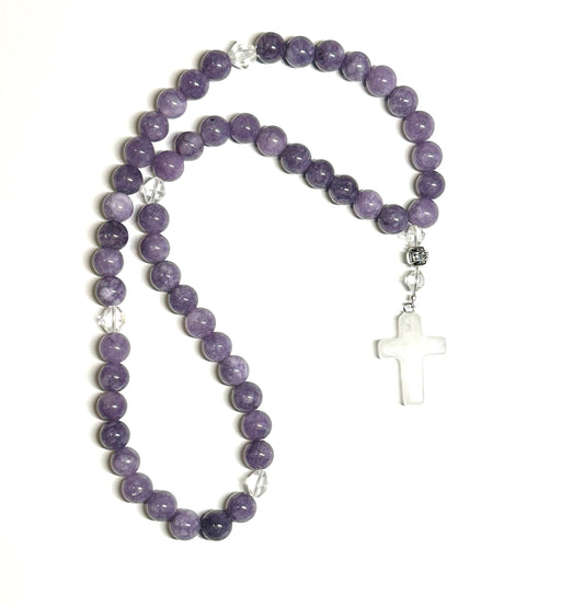 Purple chalcedony 50-stone bead prayer rope chotki