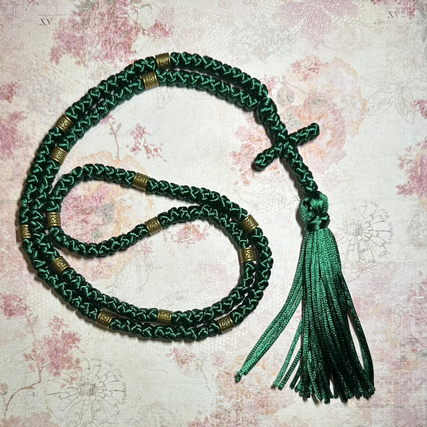 green/gold/silver/white/yellow/black 150-knot Orthodox prayer rope (satin) chotki komboskini