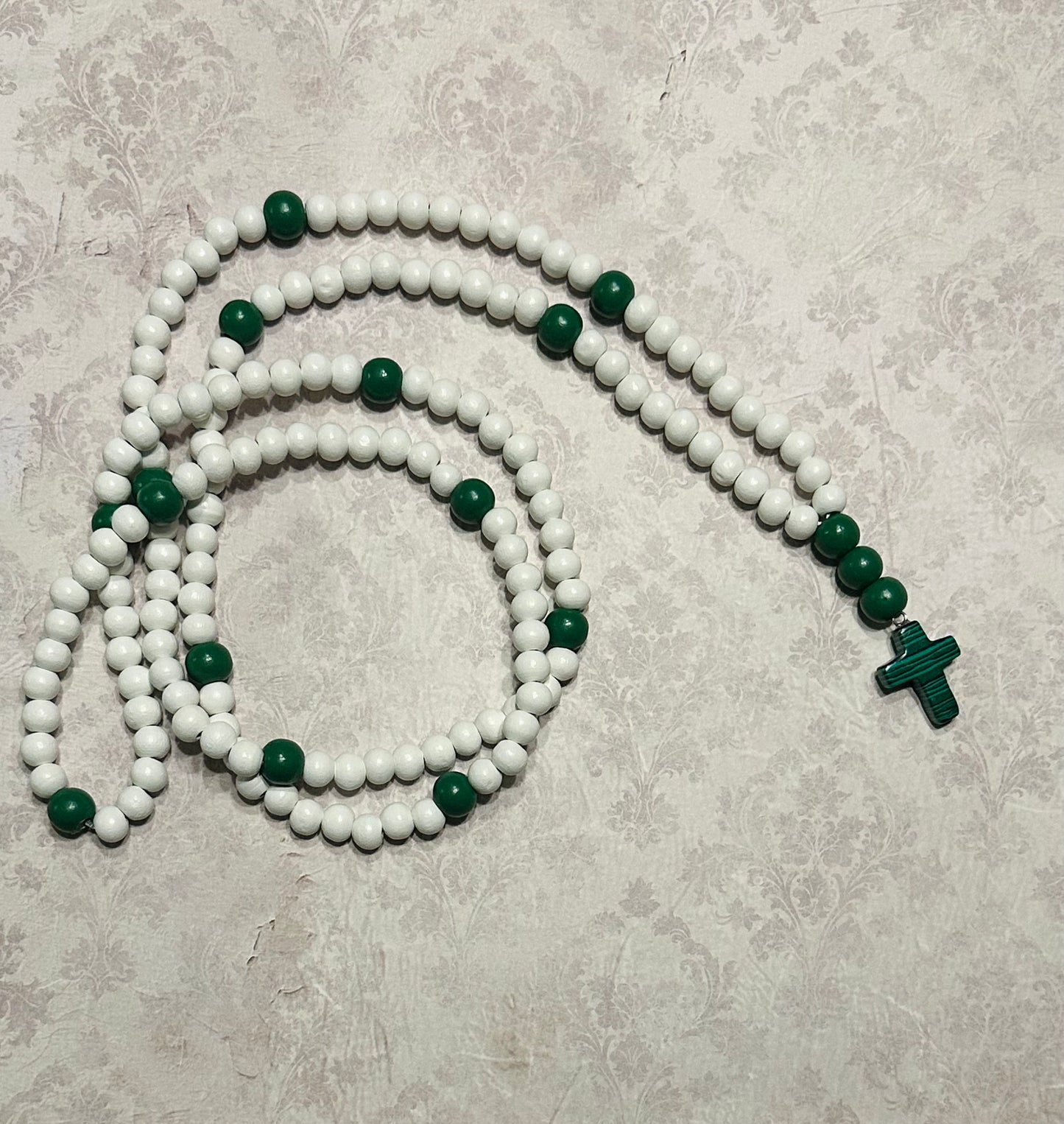 black/green/white 150 wooden bead (medium - 8mm) Orthodox prayer rope chotki komboskini