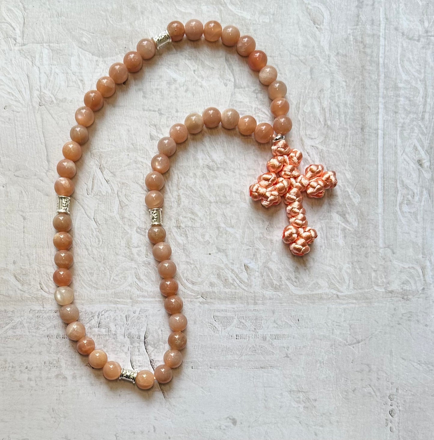 Sunstone gemstone beaded prayer rope chotki