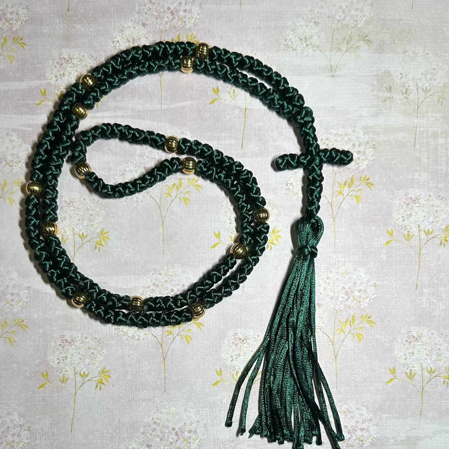 green/gold/silver/white/yellow/black 150-knot Orthodox prayer rope (satin) chotki komboskini