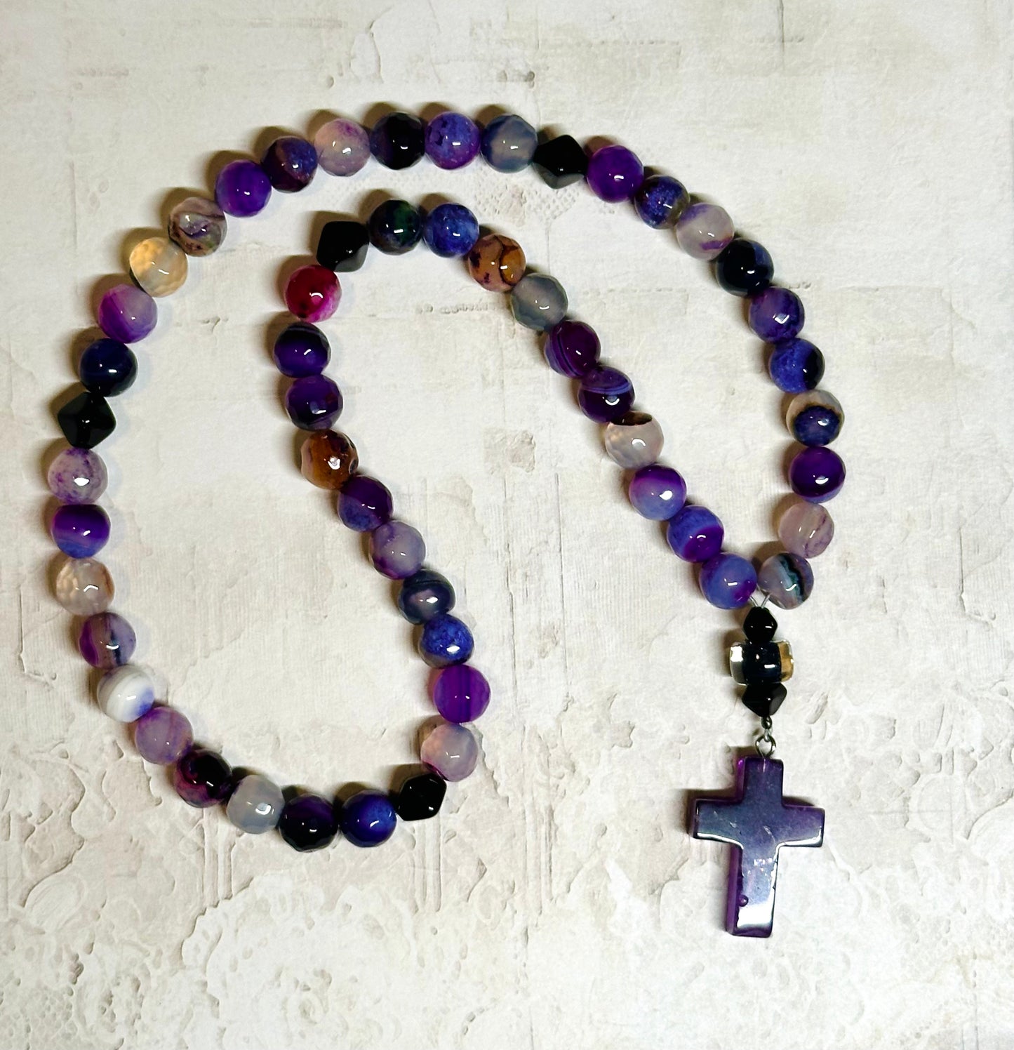 Purple agate gemstone bead prayer rope chotki
