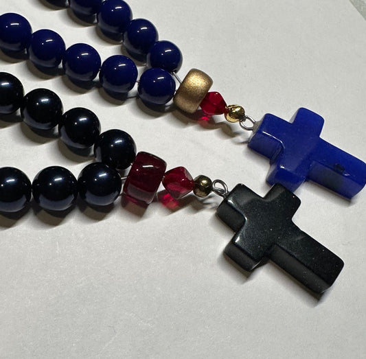 Blue 50-bead (Preciosa glass w/ cathedral spacers) prayer rope chotki