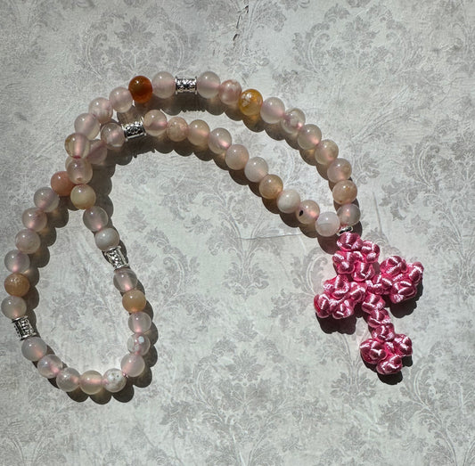 Flower agate gemstone beaded prayer rope chotki