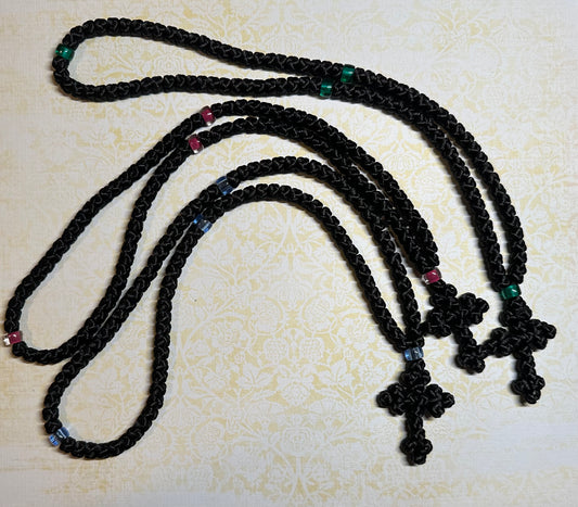 Black 100-knot Orthodox prayer rope (satin) chotki komboskini