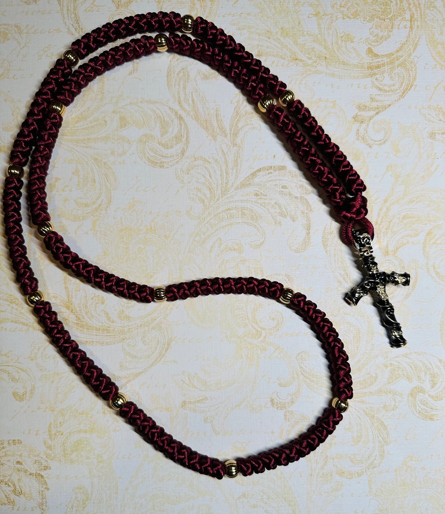 150-knot Orthodox prayer rope (satin) with St. Nina's cross