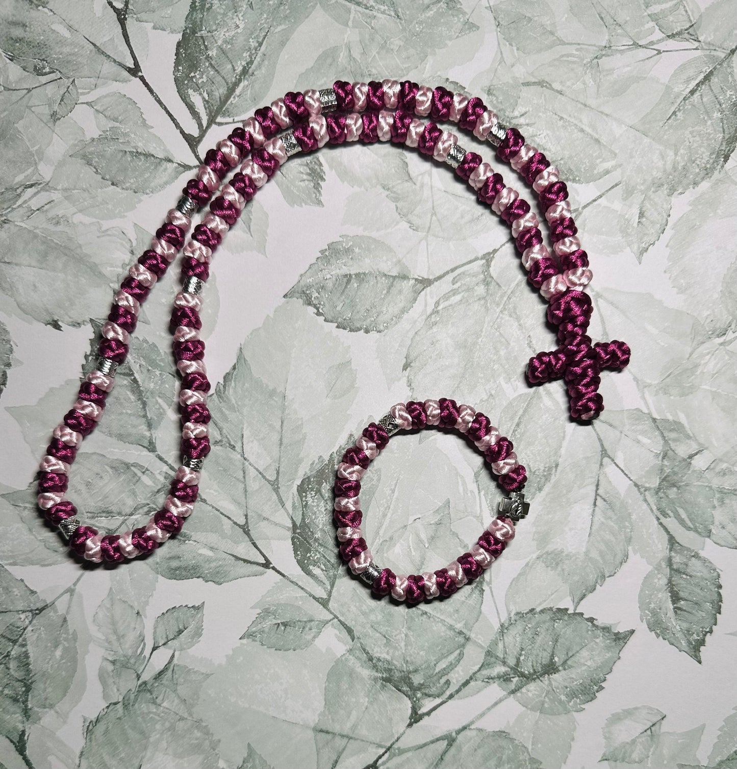 Two-color 30/50/100-knot Orthodox prayer rope (satin) chotki komboskini