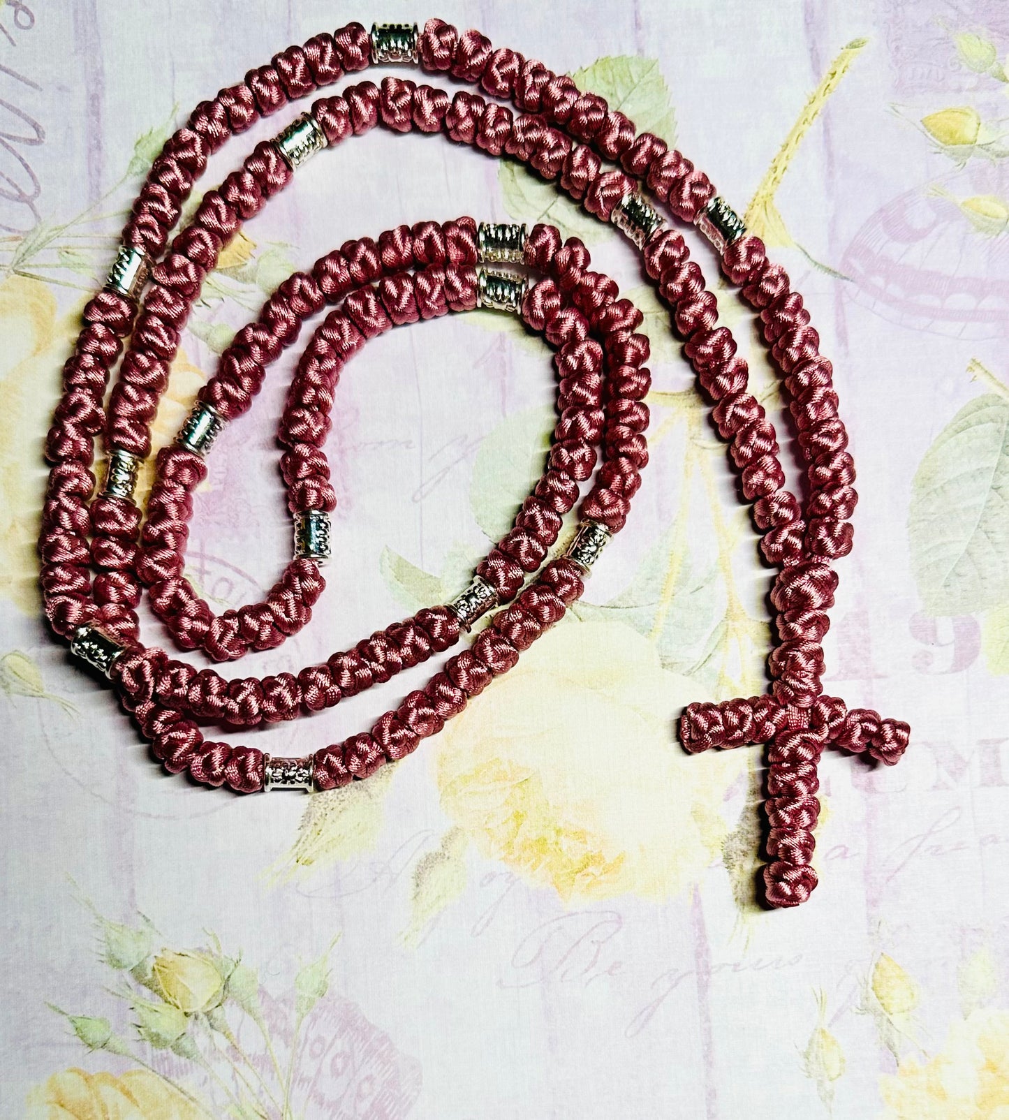pink/purple/red 150-knot Orthodox prayer rope (satin) chotki komboskini