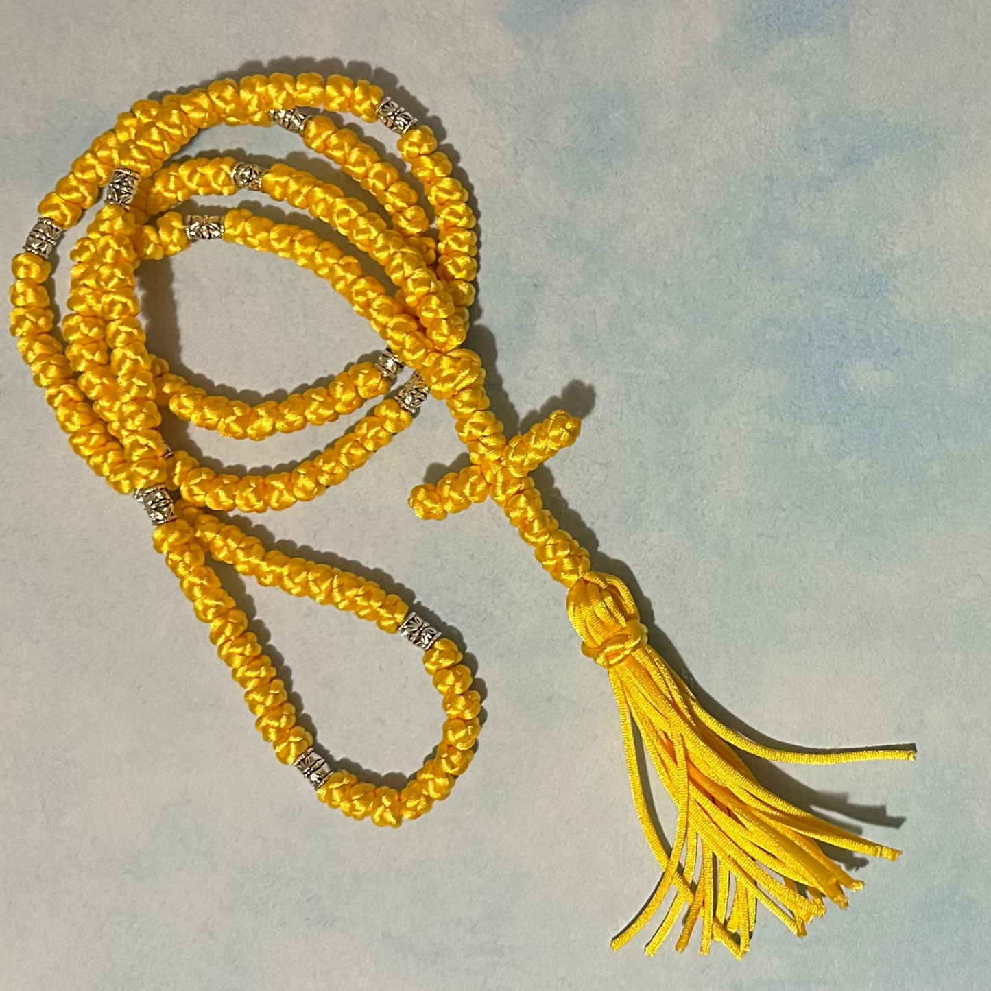 green/gold/silver/white/yellow/black 150-knot Orthodox prayer rope (satin) chotki komboskini