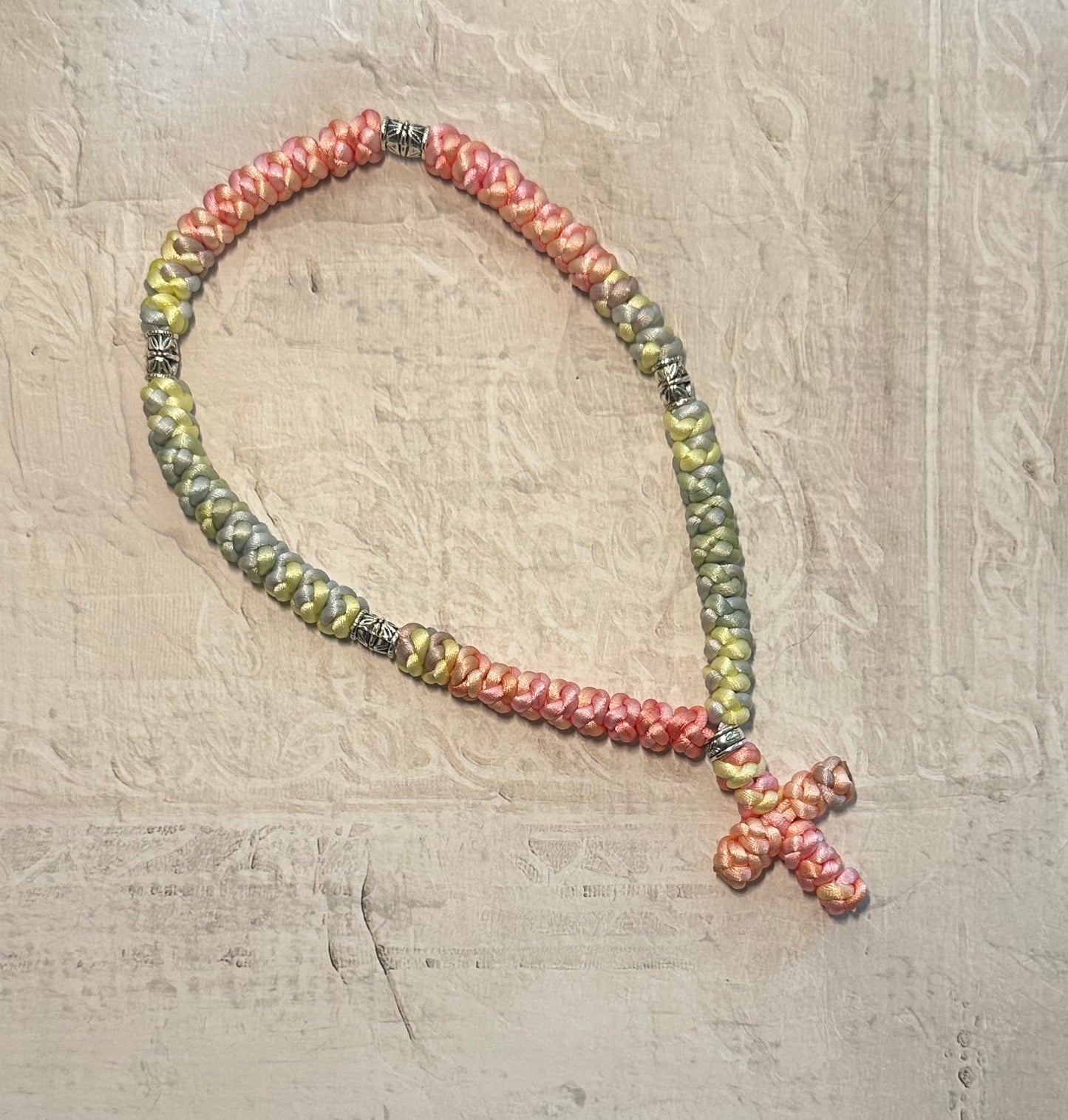 Colorful 50-knot Orthodox prayer rope (satin) chotki komboskini - MADE TO ORDER