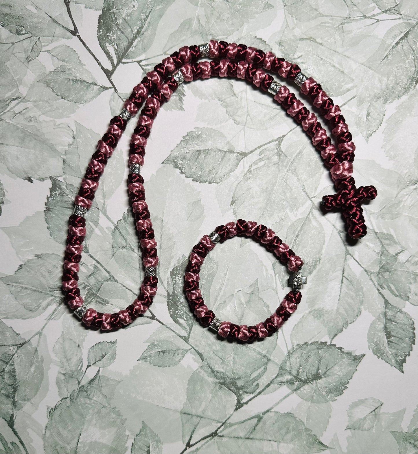Two-color 30/50/100-knot Orthodox prayer rope (satin) chotki komboskini