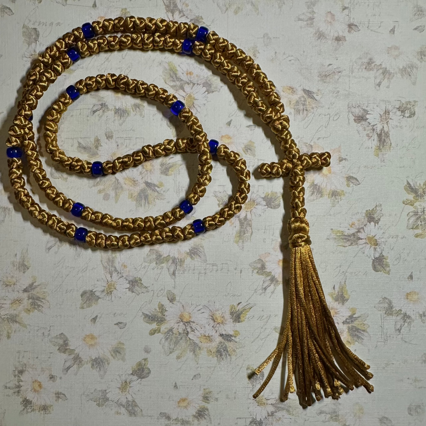 green/gold/silver/white/yellow/black 150-knot Orthodox prayer rope (satin) chotki komboskini