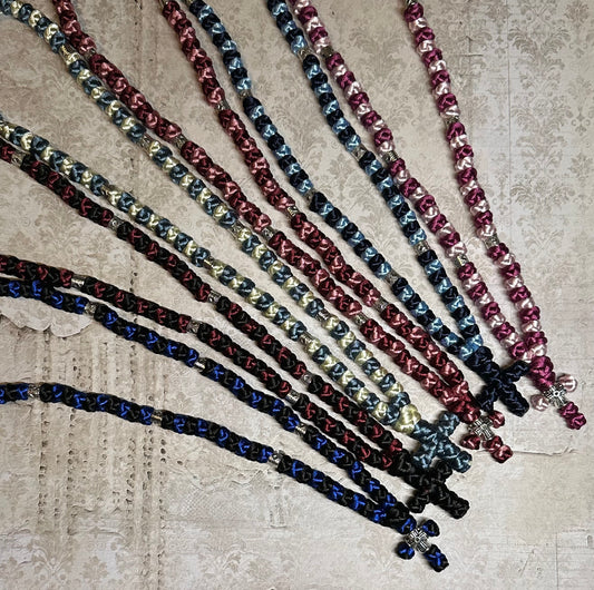 Two-color 30/33/50/100-knot Orthodox prayer rope (satin) chotki (alternating)