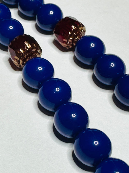 Blue 50-bead (Preciosa glass w/ cathedral spacers) prayer rope chotki
