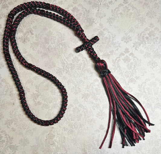 Two-color (intertwined) 30/33/50/100/150-knot Orthodox prayer rope (satin) chotki