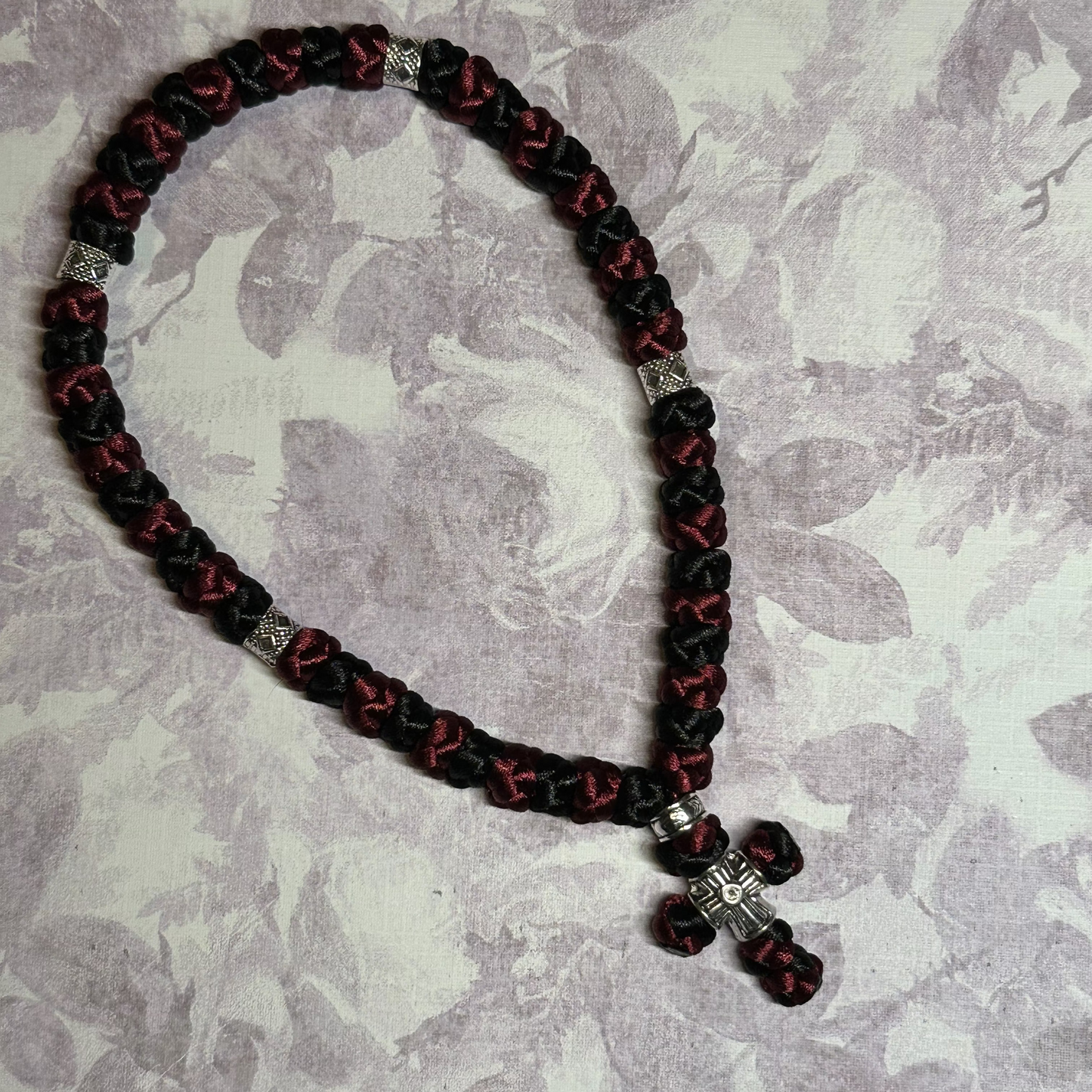 Two-color (alternating) 30/33/50/100-knot Orthodox prayer rope (satin) chotki