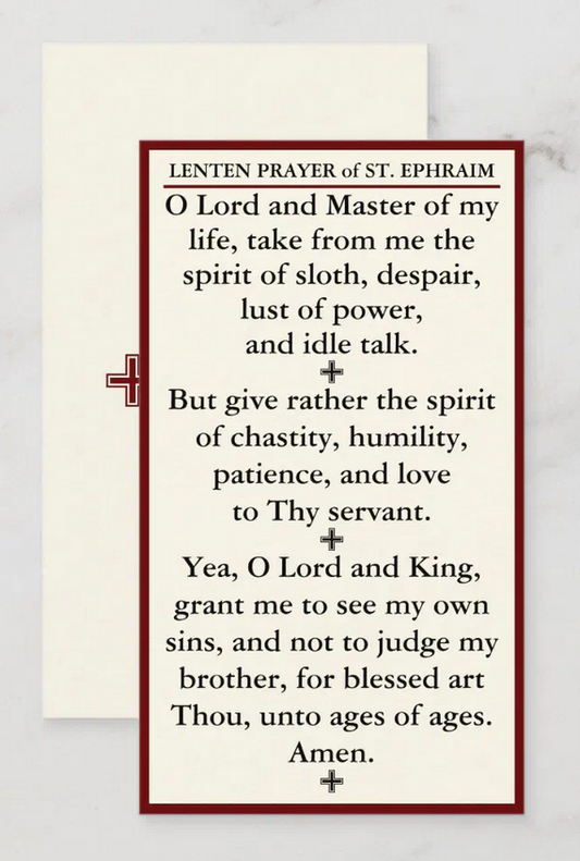 Lenten Prayer of St. Ephraim the Syrian - Box of 100 business card size prayer card
